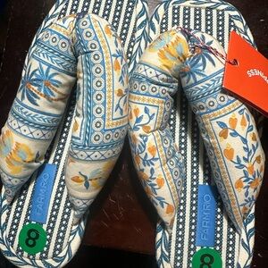 FARM Rio Blue and Orange Floral Slippers